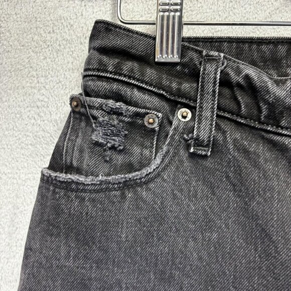 Abercrombie & Fitch 90s Straight High Rise Distressed Jeans Womens 26 2 R Black - Picture 13 of 16